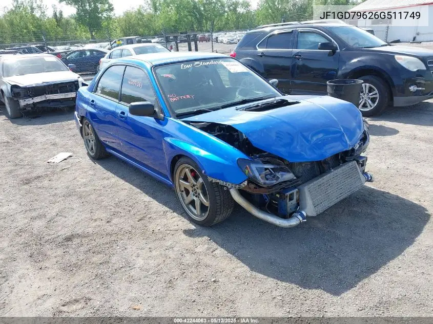 2006 Subaru Impreza Wrx Tr VIN: JF1GD79626G511749 Lot: 42244063