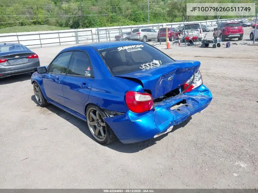 2006 Subaru Impreza Wrx Tr VIN: JF1GD79626G511749 Lot: 42244063