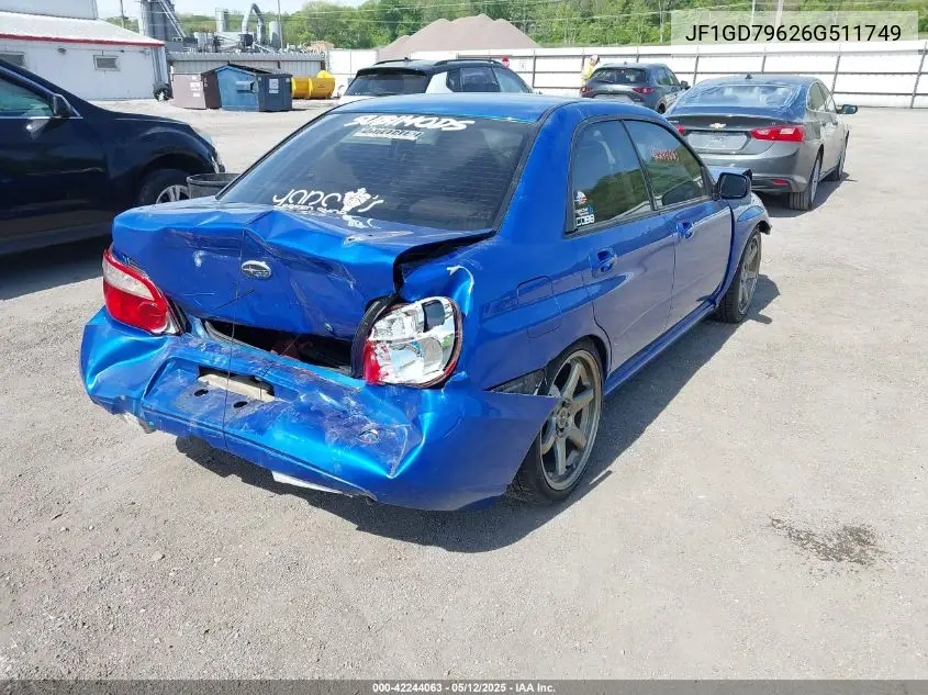 2006 Subaru Impreza Wrx Tr VIN: JF1GD79626G511749 Lot: 42244063