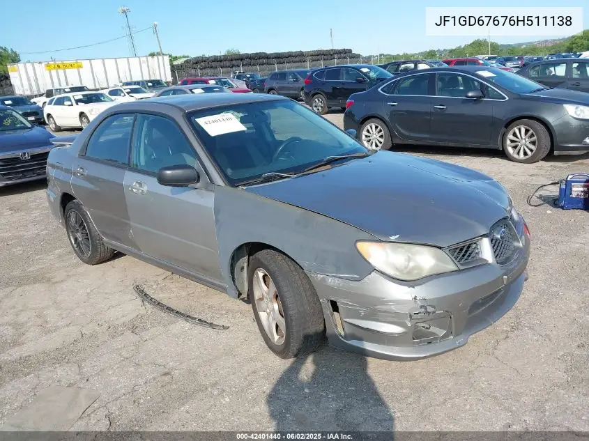 2006 Subaru Impreza 2.5I VIN: JF1GD67676H511138 Lot: 42401440