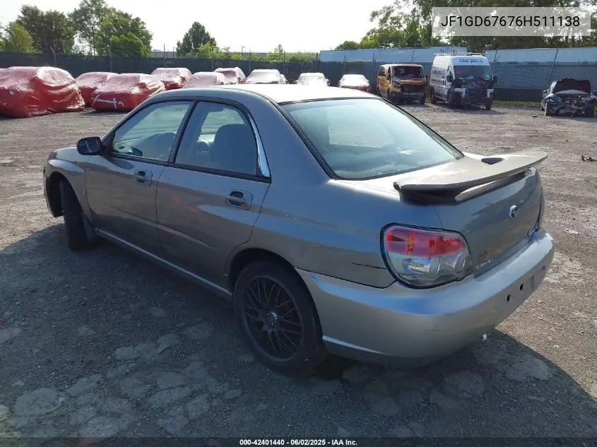 2006 Subaru Impreza 2.5I VIN: JF1GD67676H511138 Lot: 42401440