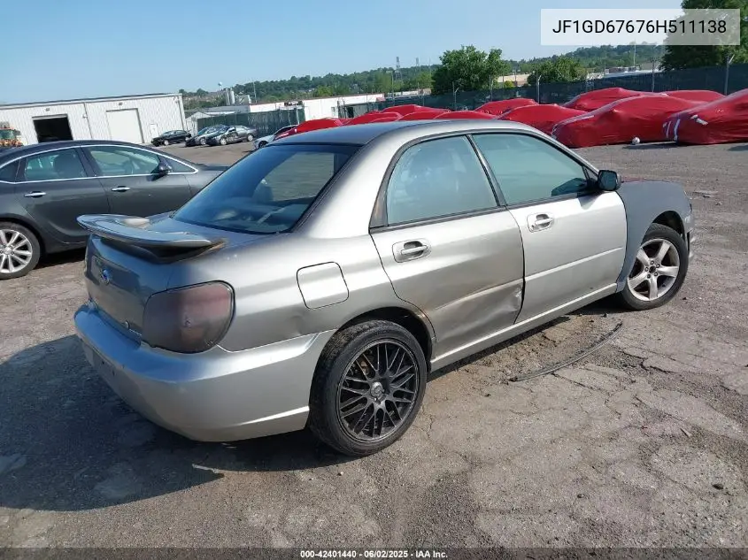 2006 Subaru Impreza 2.5I VIN: JF1GD67676H511138 Lot: 42401440