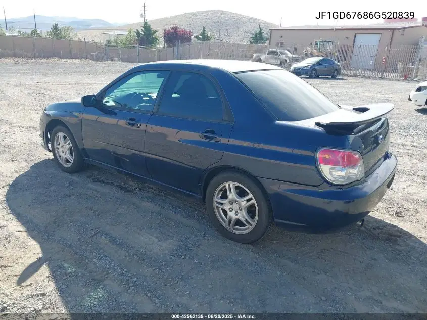 2006 Subaru Impreza 2.5I VIN: JF1GD67686G520839 Lot: 42562139