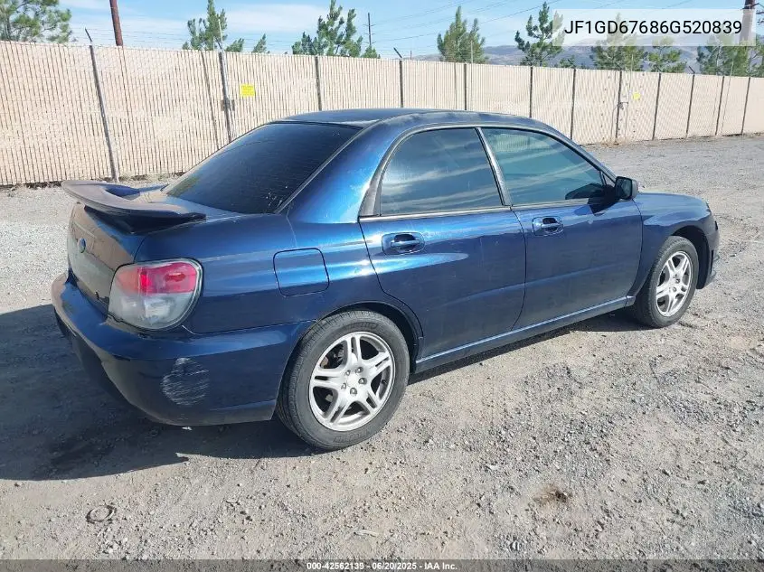 2006 Subaru Impreza 2.5I VIN: JF1GD67686G520839 Lot: 42562139