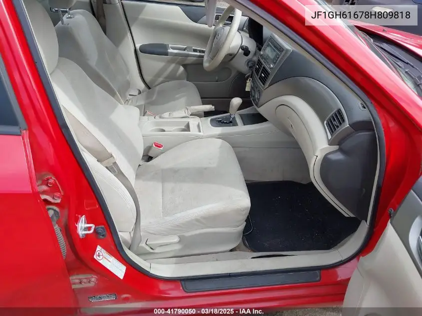 2008 Subaru Impreza 2.5I VIN: JF1GH61678H809818 Lot: 41790050