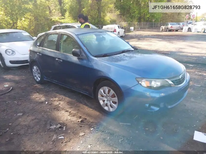 2008 Subaru Impreza 2.5I VIN: JF1GH61658G828793 Lot: 42193681
