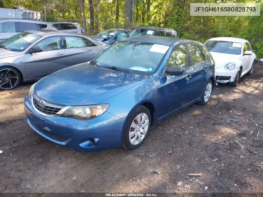 2008 Subaru Impreza 2.5I VIN: JF1GH61658G828793 Lot: 42193681