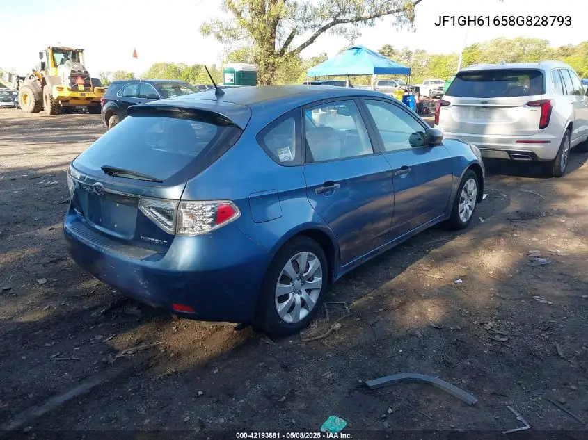 2008 Subaru Impreza 2.5I VIN: JF1GH61658G828793 Lot: 42193681