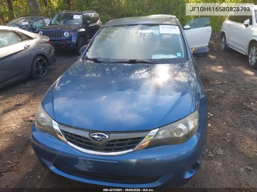 2008 Subaru Impreza 2.5I VIN: JF1GH61658G828793 Lot: 42193681
