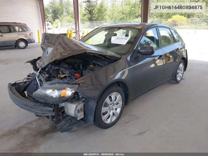 2008 Subaru Impreza 2.5I VIN: JF1GH61648G834875 Lot: 42235731