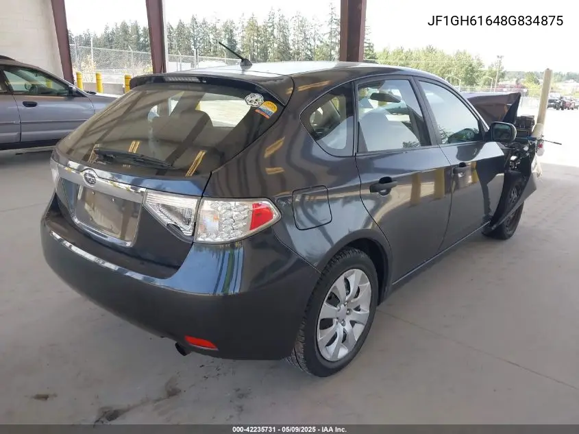 2008 Subaru Impreza 2.5I VIN: JF1GH61648G834875 Lot: 42235731