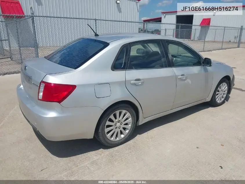 2008 Subaru Impreza 2.5I VIN: JF1GE61668H516274 Lot: 42246364