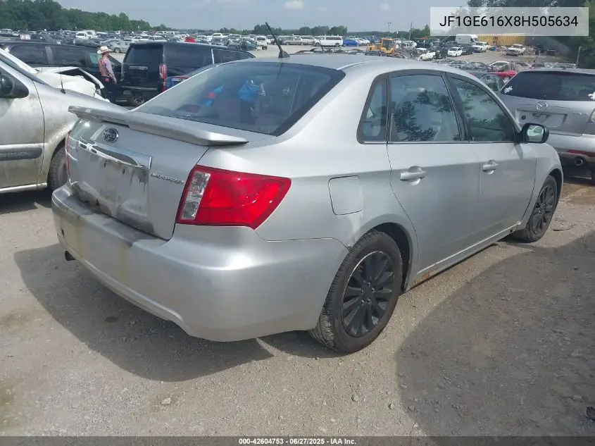 2008 Subaru Impreza 2.5I VIN: JF1GE616X8H505634 Lot: 42604753