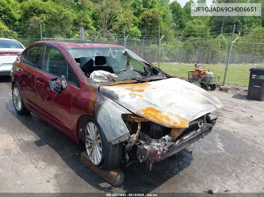 2012 Subaru Impreza 2.0I Premium VIN: JF1GJAD69CH006651 Lot: 42271943