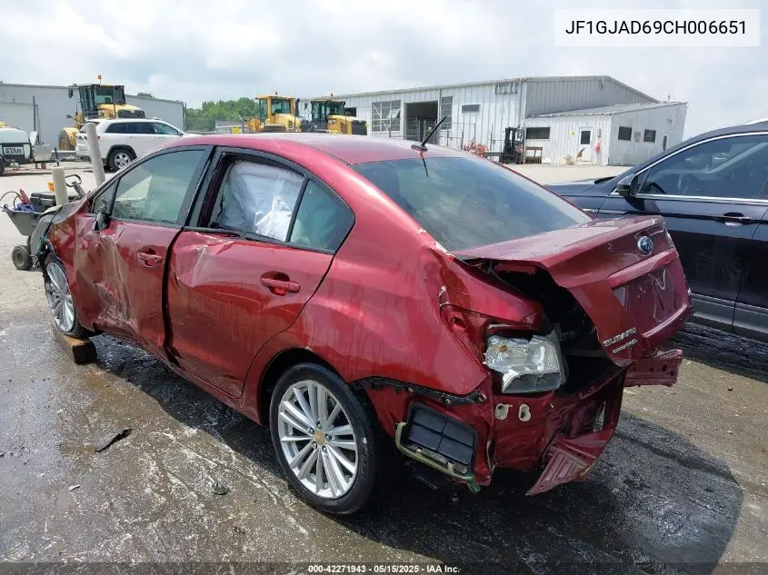 2012 Subaru Impreza 2.0I Premium VIN: JF1GJAD69CH006651 Lot: 42271943