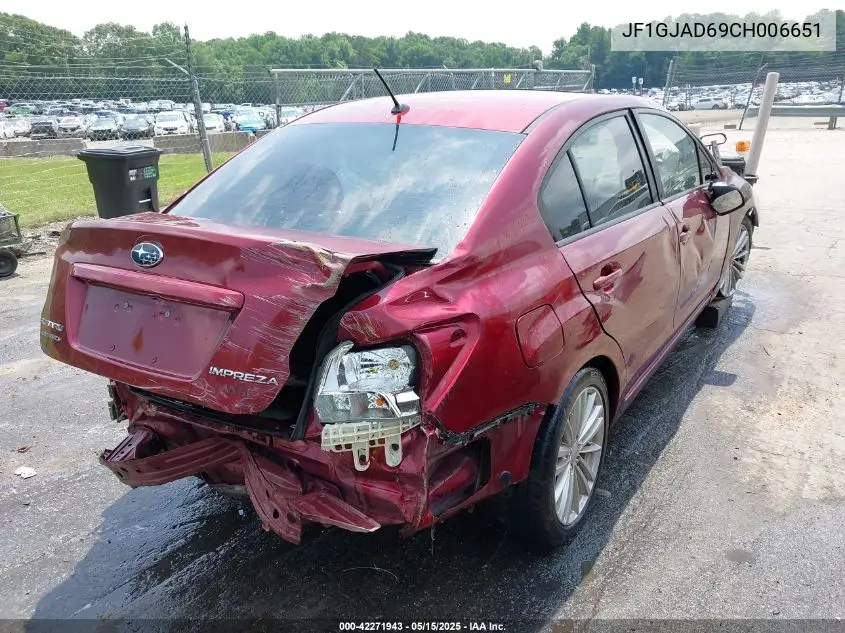 2012 Subaru Impreza 2.0I Premium VIN: JF1GJAD69CH006651 Lot: 42271943