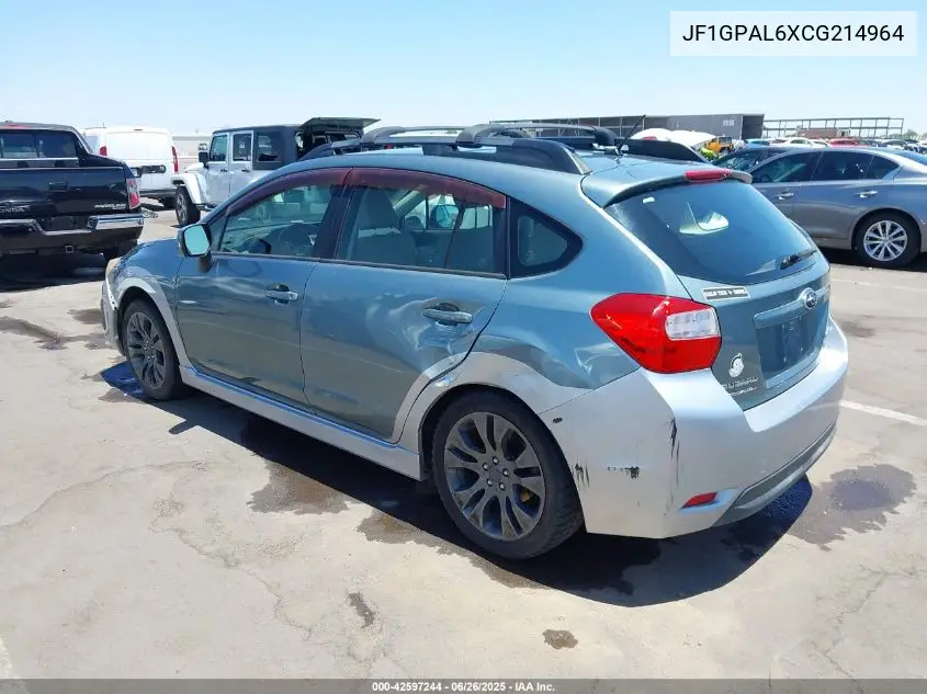 2012 Subaru Impreza 2.0I Sport Premium VIN: JF1GPAL6XCG214964 Lot: 42597244
