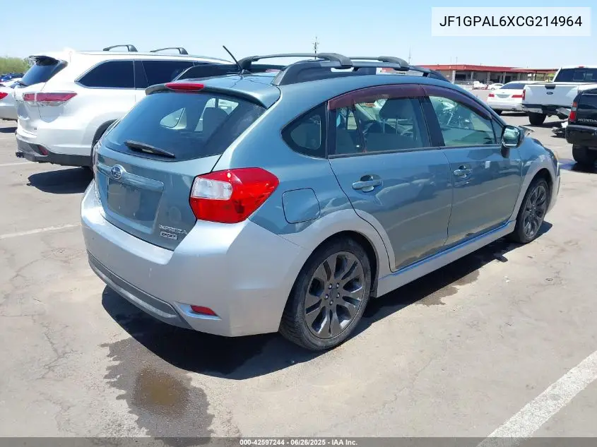2012 Subaru Impreza 2.0I Sport Premium VIN: JF1GPAL6XCG214964 Lot: 42597244