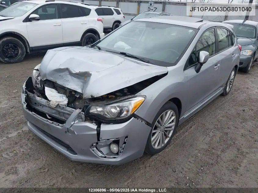 2013 Subaru Impreza 2.0I Touring Package VIN: JF1GPAD63DG801040 Lot: 12306896
