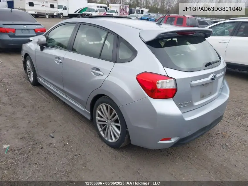 2013 Subaru Impreza 2.0I Touring Package VIN: JF1GPAD63DG801040 Lot: 12306896