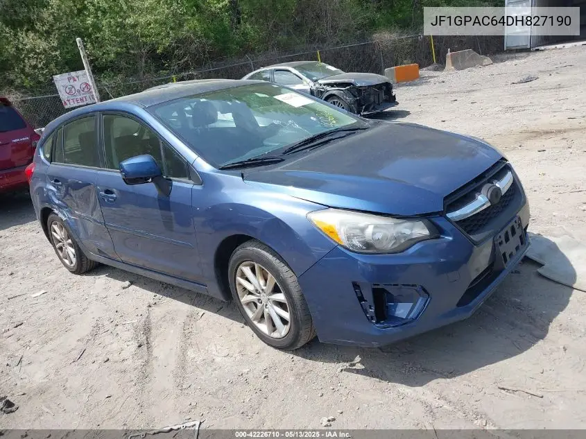 2013 Subaru Impreza 2.0I Premium VIN: JF1GPAC64DH827190 Lot: 42226710