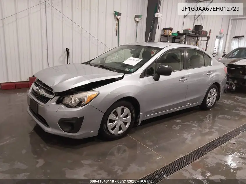 2014 Subaru Impreza 2.0I VIN: JF1GJAA67EH012729 Lot: 41840118
