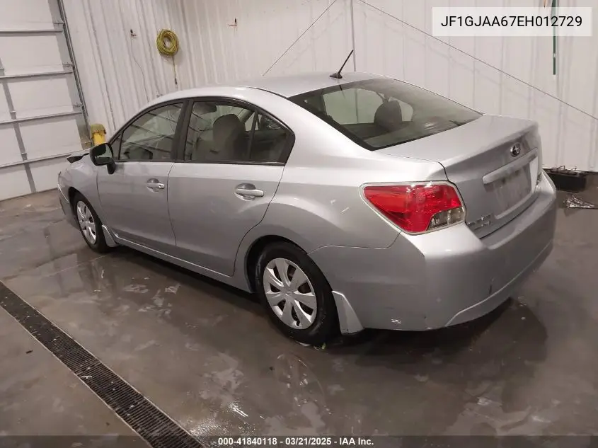 2014 Subaru Impreza 2.0I VIN: JF1GJAA67EH012729 Lot: 41840118