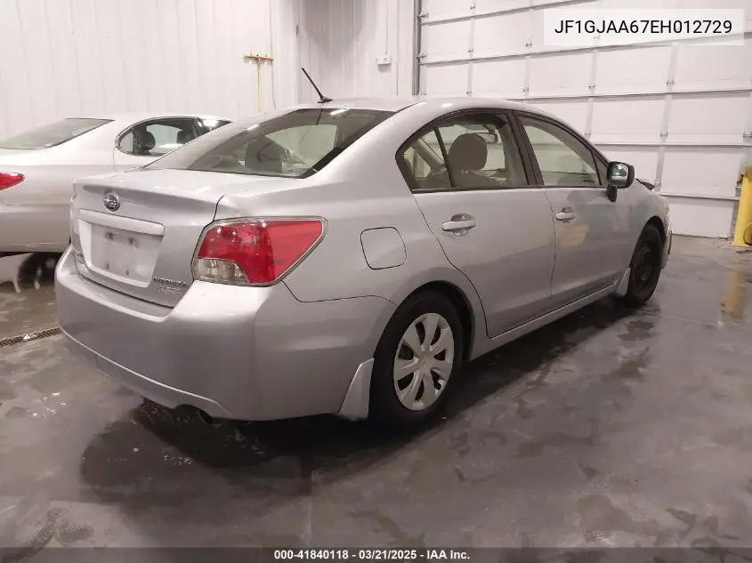 2014 Subaru Impreza 2.0I VIN: JF1GJAA67EH012729 Lot: 41840118
