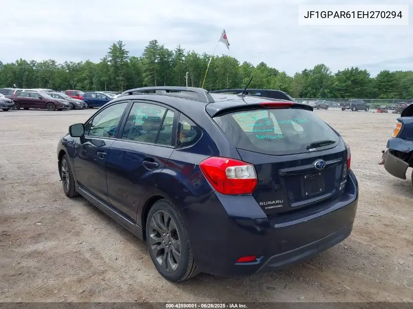 2014 Subaru Impreza 2.0I Sport Limited VIN: JF1GPAR61EH270294 Lot: 42590001