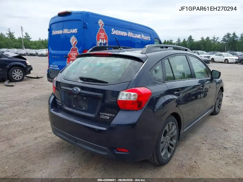 2014 Subaru Impreza 2.0I Sport Limited VIN: JF1GPAR61EH270294 Lot: 42590001