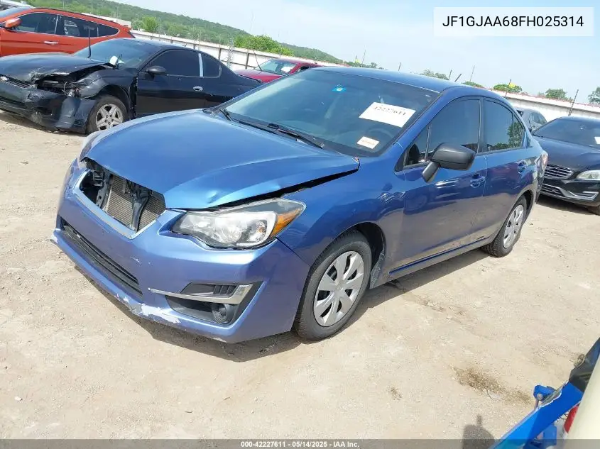 2015 Subaru Impreza 2.0I VIN: JF1GJAA68FH025314 Lot: 42227611