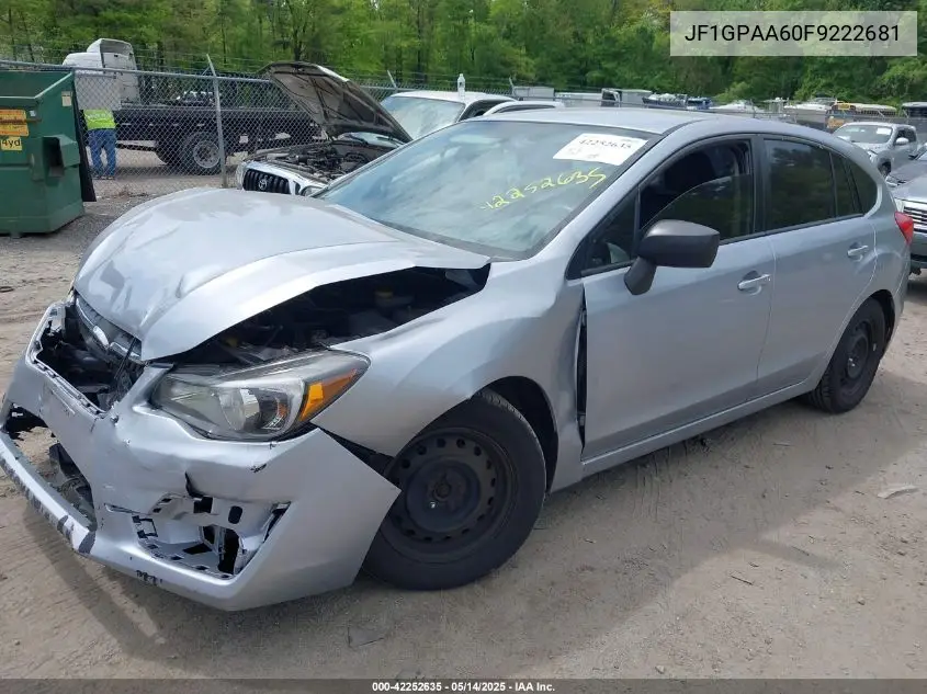 2015 Subaru Impreza 2.0I VIN: JF1GPAA60F9222681 Lot: 42252635