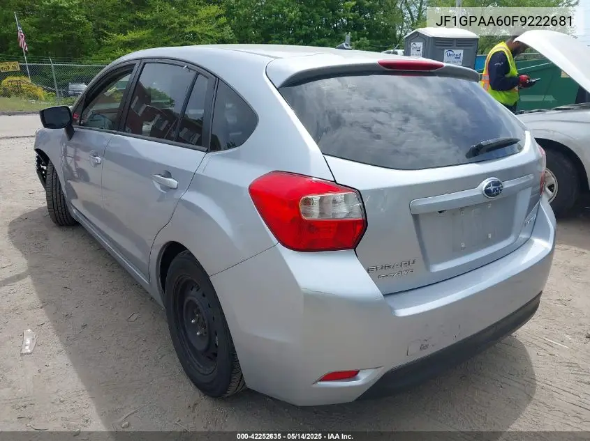 2015 Subaru Impreza 2.0I VIN: JF1GPAA60F9222681 Lot: 42252635
