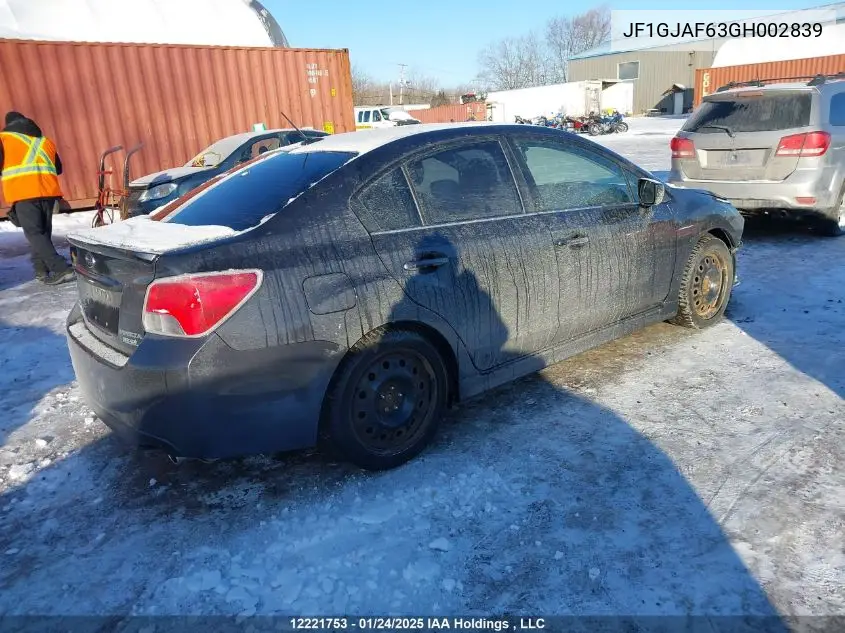 2016 Subaru Impreza VIN: JF1GJAF63GH002839 Lot: 12221753