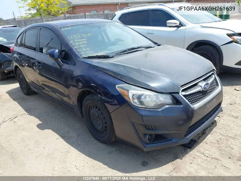 2016 Subaru Impreza VIN: JF1GPAA6XGH261639 Lot: 12337640