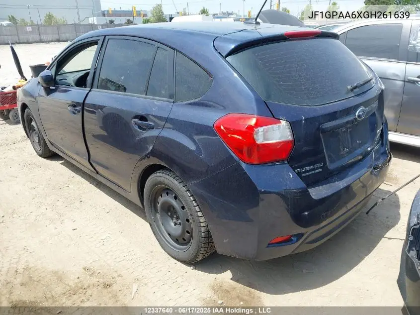 2016 Subaru Impreza VIN: JF1GPAA6XGH261639 Lot: 12337640