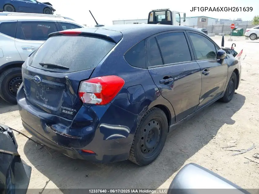 2016 Subaru Impreza VIN: JF1GPAA6XGH261639 Lot: 12337640