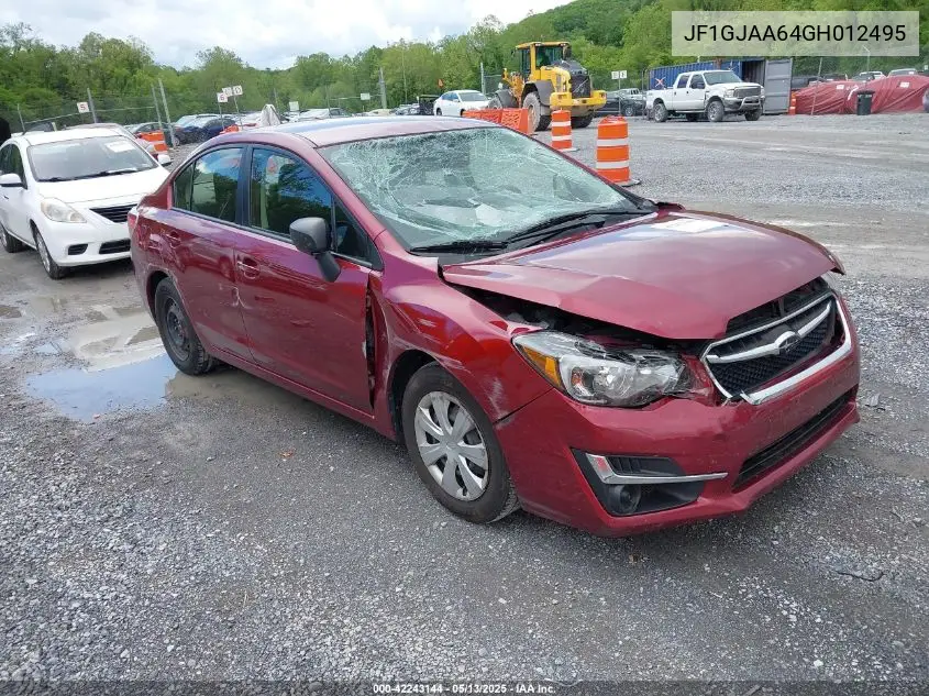 2016 Subaru Impreza 2.0I VIN: JF1GJAA64GH012495 Lot: 42243144