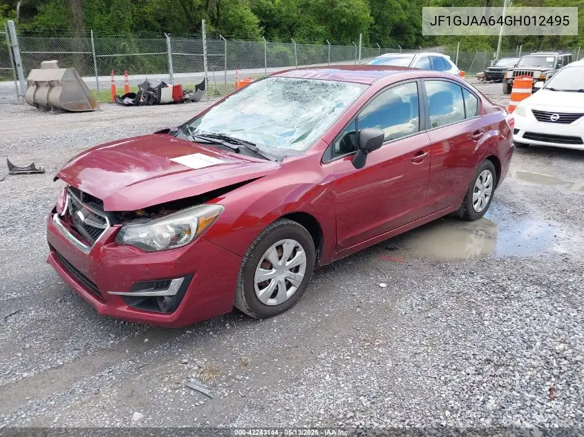 2016 Subaru Impreza 2.0I VIN: JF1GJAA64GH012495 Lot: 42243144