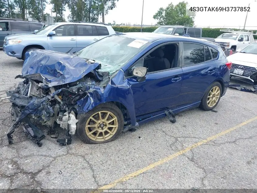 2017 Subaru Impreza 2.0I Sport VIN: 4S3GTAK69H3737852 Lot: 42258494