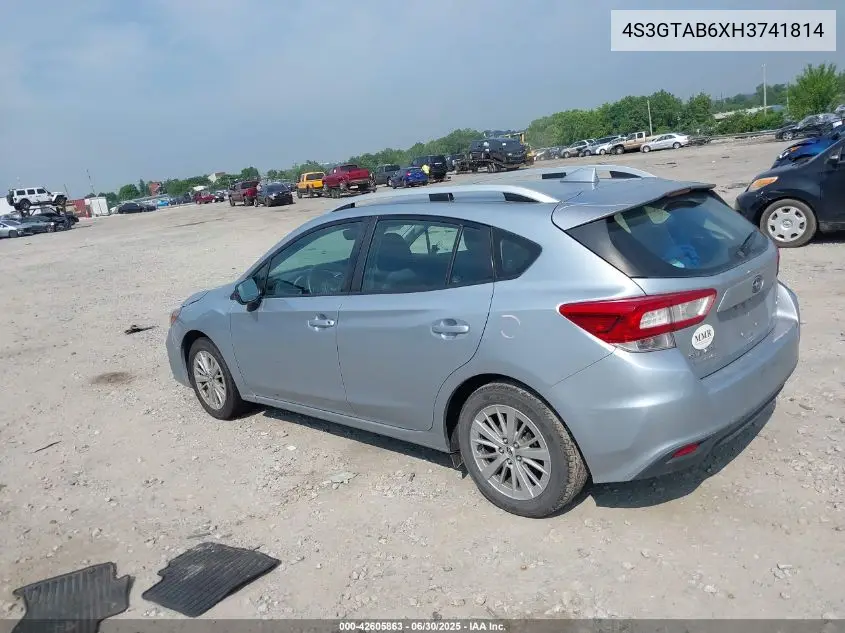 2017 Subaru Impreza Premium VIN: 4S3GTAB6XH3741814 Lot: 42605863