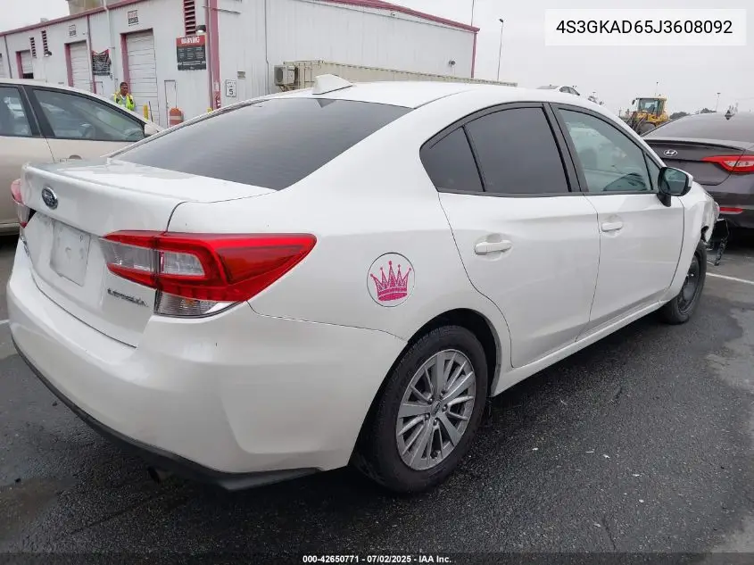 2018 Subaru Impreza Premium Plus VIN: 4S3GKAD65J3608092 Lot: 42650771