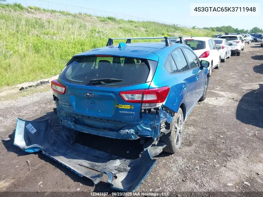 2019 Subaru Impreza Sport/Touring VIN: 4S3GTAC65K3711948 Lot: 12343337