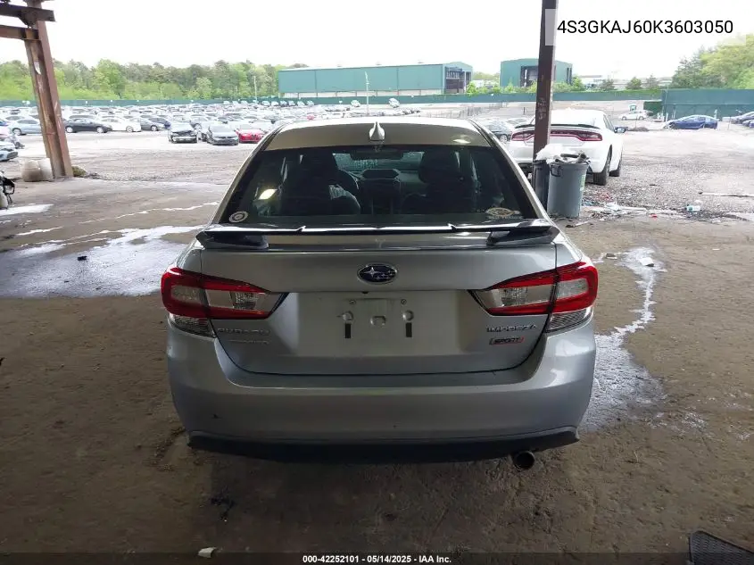 2019 Subaru Impreza 2.0I Sport VIN: 4S3GKAJ60K3603050 Lot: 42252101