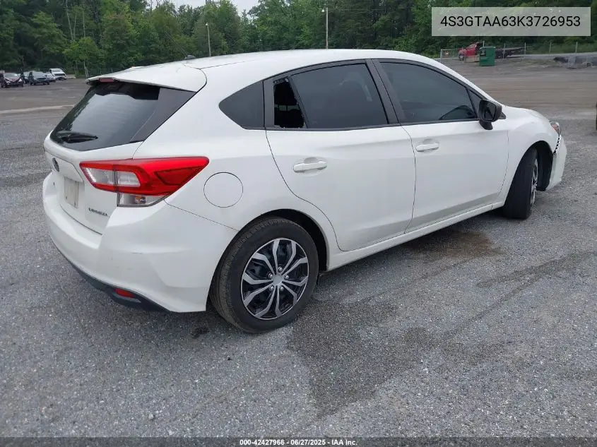 2019 Subaru Impreza 2.0I VIN: 4S3GTAA63K3726953 Lot: 42427966