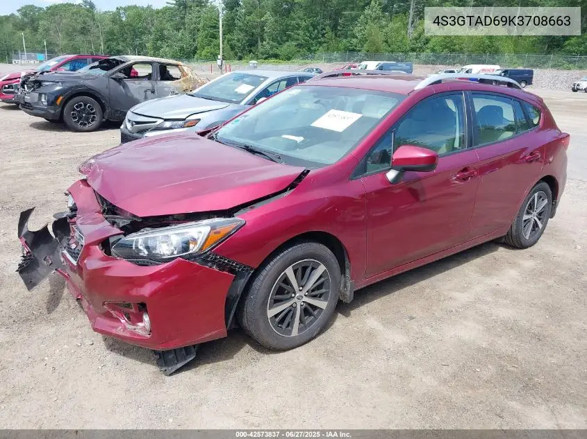 2019 Subaru Impreza 2.0I Premium VIN: 4S3GTAD69K3708663 Lot: 42573837