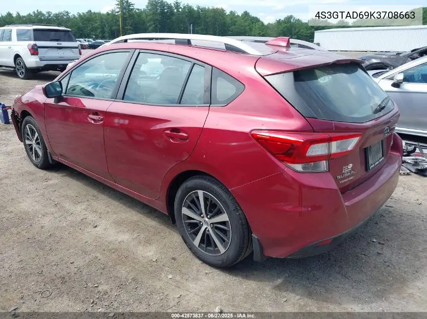 2019 Subaru Impreza 2.0I Premium VIN: 4S3GTAD69K3708663 Lot: 42573837