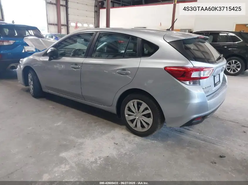 2019 Subaru Impreza 2.0I VIN: 4S3GTAA60K3715425 Lot: 42605433