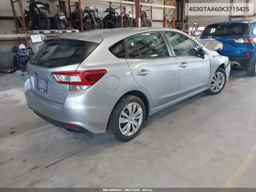 2019 Subaru Impreza 2.0I VIN: 4S3GTAA60K3715425 Lot: 42605433