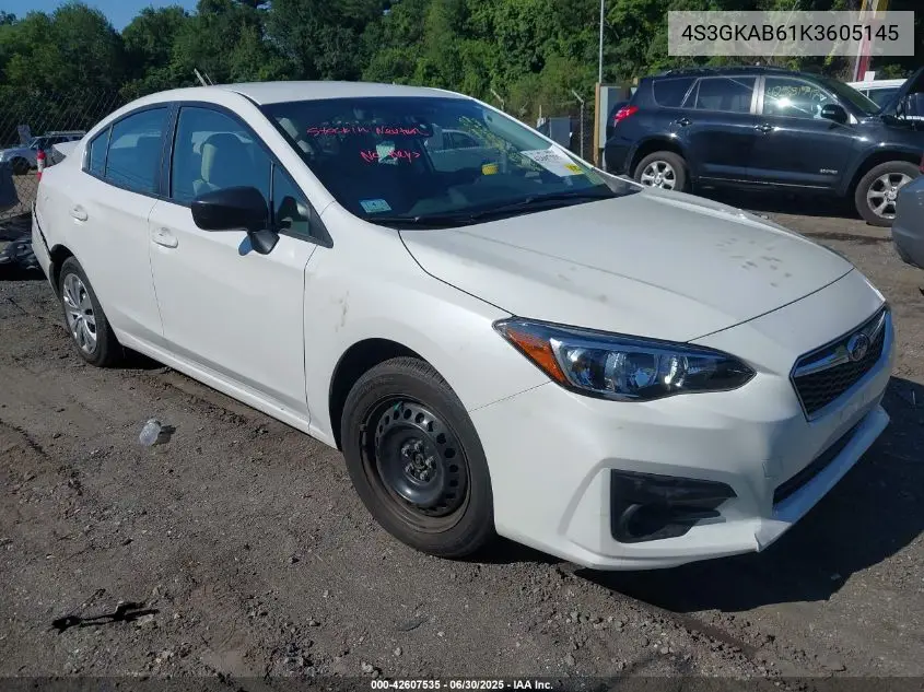 2019 Subaru Impreza 2.0I VIN: 4S3GKAB61K3605145 Lot: 42607535